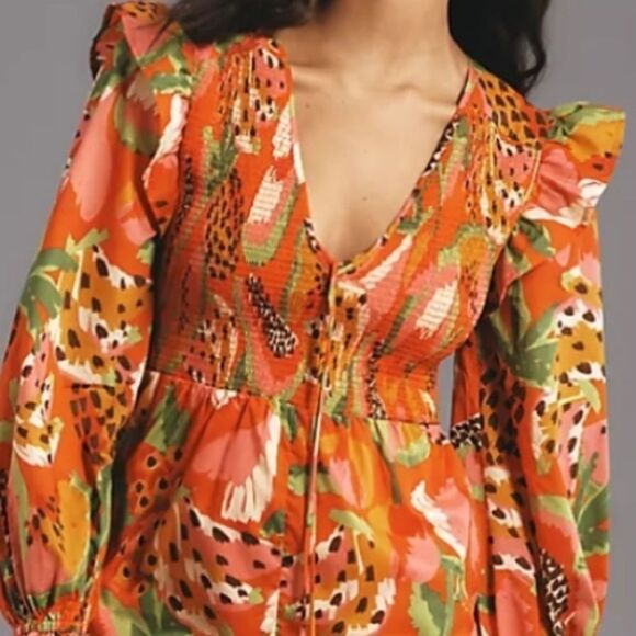 NWT FARM RIO Tropical Ruffle Sleeve Romper XL - Picture 6 of 7